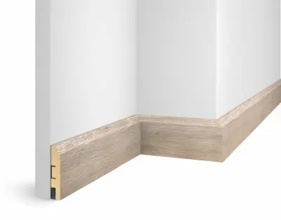 Плинтус WP07 МДФ экошпон дуб Антик белый 80x16x2400 мм