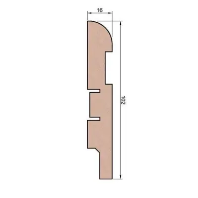 Плинтус МДФ Cosca Decor AP29 белый, с пазом под 20 молдинг, 102x16x2400 мм